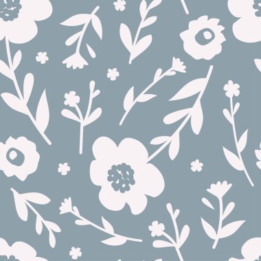Çayır kır çiçeğinin pürüzsüz deseni. Çiçek, çiçek grisi ve beyaz vektör tasarımı.