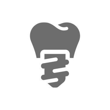 Diş implantı doldurulmuş vektör simgesi. Diş sabitleme sembolü..