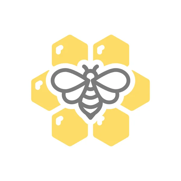 Сотовые Пчелиные Цветные Векторные Иконки Медовая Клетка Гребень Медовая Пчела — стоковый вектор