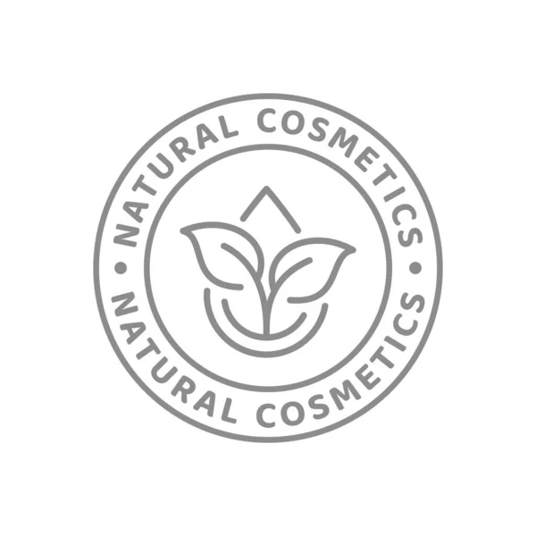 Naturkosmetik Vektor Line Label Kosmetische Creme Oder Lotion Outline Badge — Stockvektor