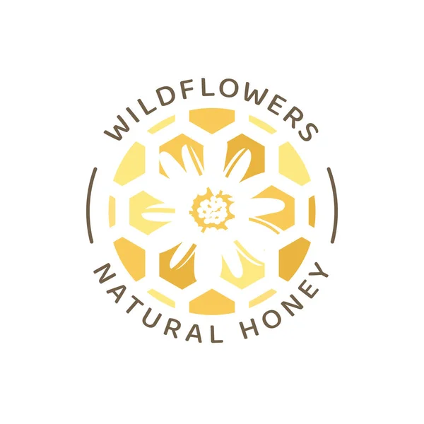 Natuurlijke Wilde Honing Label Vectorcirkeltag — Stockvector