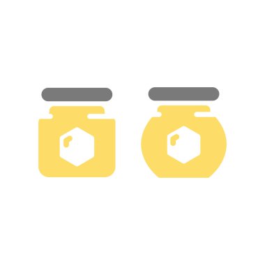 Bal peteği renkli vektör ikonu seti olan bal kavanozu. Kavanozlar simgeleri doldurdu.