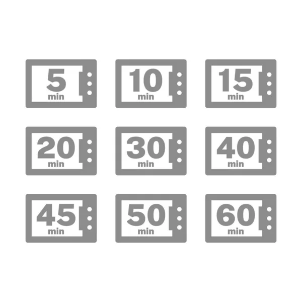 Iconos Vectoriales Línea Tiempo Cocina Microondas Para Minutos Conjunto Iconos — Archivo Imágenes Vectoriales