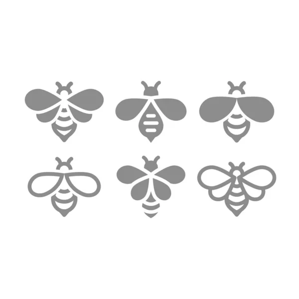 Медовая Пчела Красочный Набор Векторных Иконок Медоносная Пчела Пчелы Заполняют — стоковый вектор