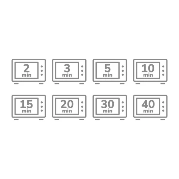 Iconos Vectoriales Línea Tiempo Cocina Microondas Para Minutos Conjunto Iconos — Archivo Imágenes Vectoriales