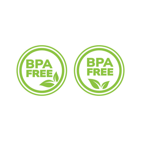 BPA free plastic packaging vector sticker. Bpa free circle label with leaf.