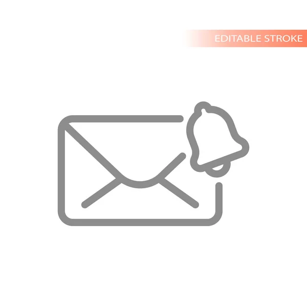 Letter Bell Notification Line Vector Icon Envelope Email Mail Outline — Stock Vector