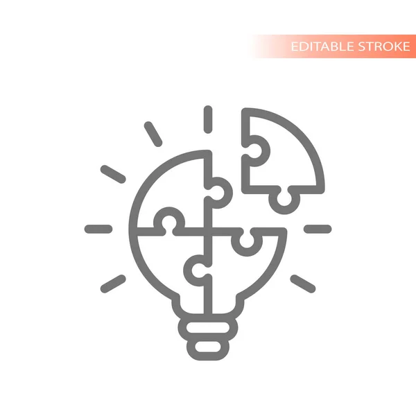 Light Bulb Puzzle Piece Line Vector Icon Lightbulb Business Solution — Stock Vector