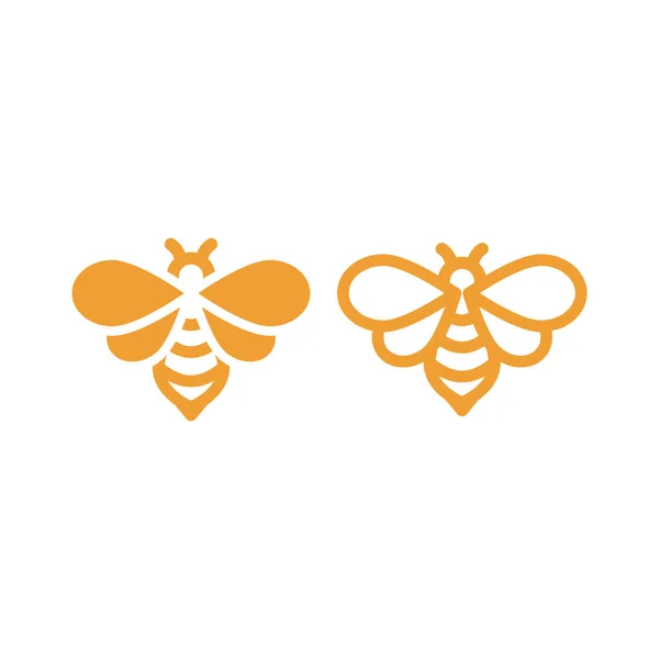 Méz Méh Fekete Vektor Ikon Méhecske Egyszerű Kitöltés Szimbólum — Stock Vector