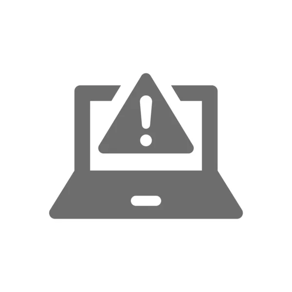 Laptop Aviso Ícone Ponto Exclamação Violação Dados Vetor Preenchimento Precaução — Vetor de Stock