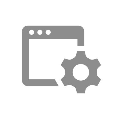 Web sayfası ve vites vektör simgesi. Ayarlar, yönetici paneli simgesi.