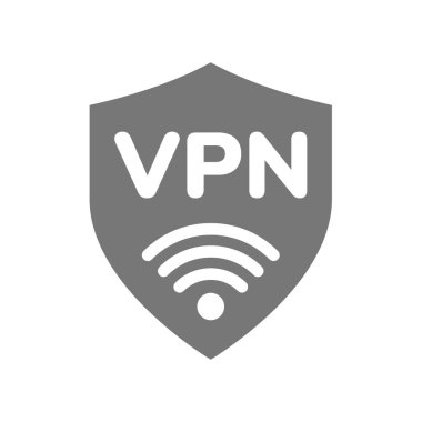 Vpn kalkan vektör simgesi. Özel ağ internet sörfü sembolü.