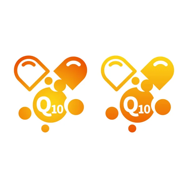 Q10 Kapseln Pille Vektor Symbol Nahrungsergänzungsmittel Und Mikronährstoffe Coenzym Q10 lizenzfreie Stockillustrationen