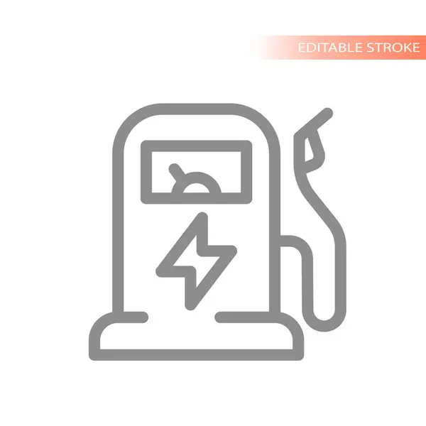 Топливный Бак Заправка Электромобиля Иконка Вектора Контура Зарядного Устройства — стоковый вектор