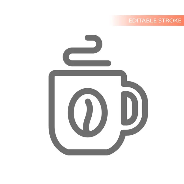 Hot Coffee Cup Vector Icon Mug Coffee Bean Outline — Stock Vector