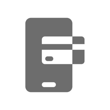 Telefon ve kart ödeme vektör simgesi. Akıllı telefon ve bankacılık sembolü ile ödeme.
