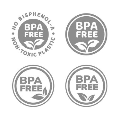 BPA ücretsiz plastik ambalaj vektör etiketi. Yapraklı Bpa ücretsiz, toksik olmayan daire etiketi.