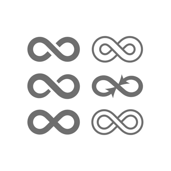 stock vector Infinity sign outline and filled vector icon set. Loop with arrows icons.