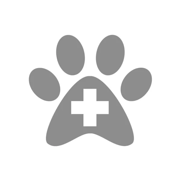兽医诊所有爪子印和交叉矢量图标 兽医及兽医标志 — 图库矢量图片
