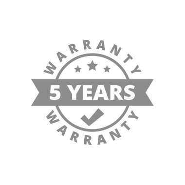 Beş yıllık garanti vektör etiketi. 5 yıl kurdele damgası garantisi.