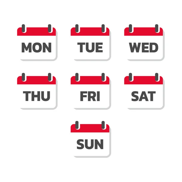 Календар Дні Тижня Векторний Набір Барвистий Понеділок Вівторок Іконки — стоковий вектор