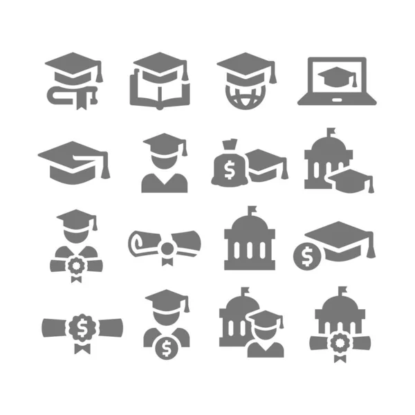 Zestaw Ikon Wektorowych Uczelni Studentów Ikony Opłat Kosztów Edukacji — Wektor stockowy
