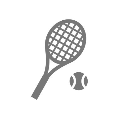 Tenis topu ve raket ya da raket. Vektör simgesini doldur.