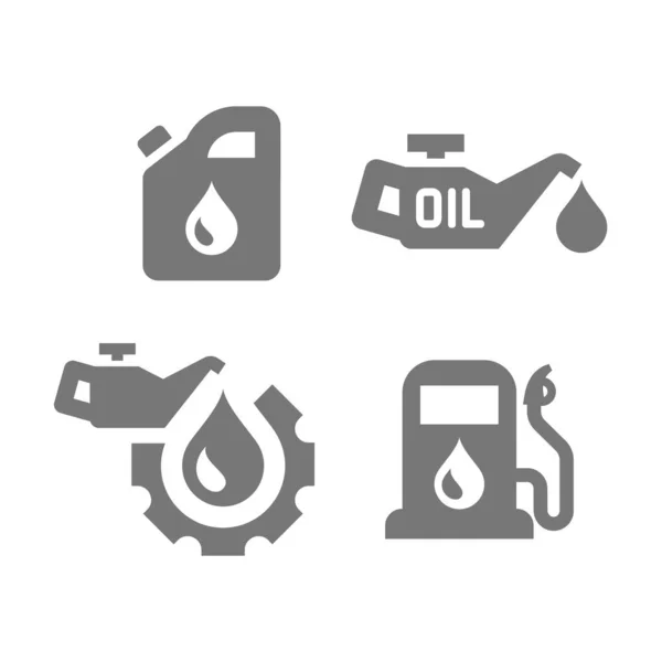 Motoröl Und Tankstelle Tank Vektor Icon Set Kanister Benzinflasche Vektorgrafiken