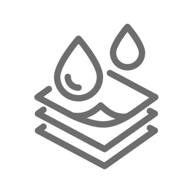 Özümseyici, soğurma katmanı madde çizgi simgesi. Giysi, ped ya da bebek bezi taşıyıcısı için su geçirmez ya da emici katmanlar.