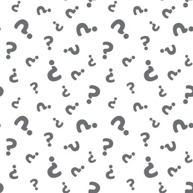 Soru işareti kusursuz desen tasarımı. Vektör siyah ve beyaz arkaplan.