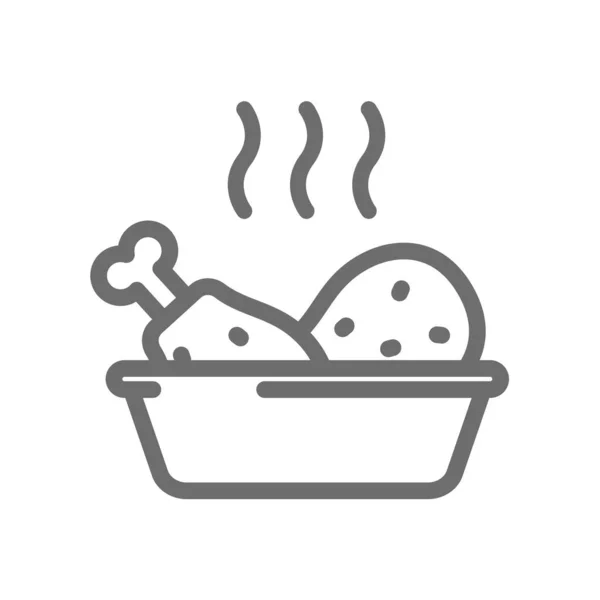 Ikon Vektor Garis Hidangan Panggang Makanan Panggang Kaserol Panas Dengan - Stok Vektor