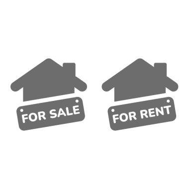 Satılık ev ve kiralık vektör simgeleri. Emlak simgesi seti.