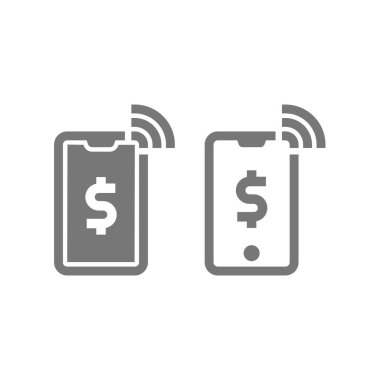 Akıllı telefon ödeme vektör simgesi. Telefon online bankacılık sembolü.