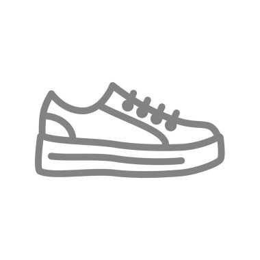 Spor ayakkabı çizgisi vektör simgesi. Antrenörler, bağcıklı ayakkabılar, düzenlenebilir felç..