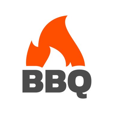 Alev vektör ikonlu barbekü. BBQ yangın sembolü logosu.