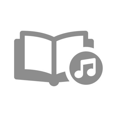 Müzik notası vektör ikonlu ses kitabı. Audiobook sembolü.