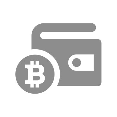 Bitcoin cüzdan vektör simgesi. Kripto, kripto para birimi sembolü.