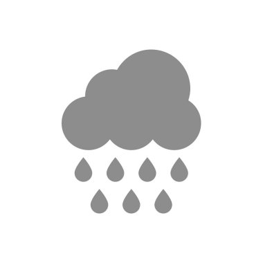 Bulut ve yağmur vektör ikonunu düşürür. Yağmurlu hava ve hava tahmini sembolü.