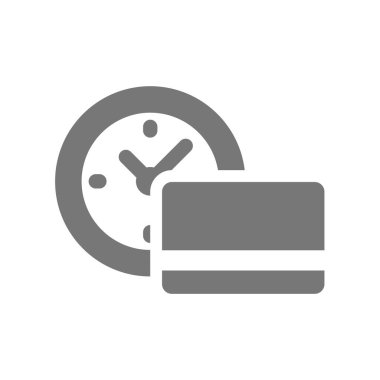 Ödeme vektör simgesi beklemede. Saat ve kredi kartıyla hızlı para transferi ve bankacılık..