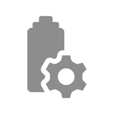 Batarya ayarları veya kurulum simgesi. Çark sembollü pil.