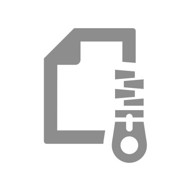 Fermuarlı dosya vektör simgesi. Zip arşivi belge veri sıkıştırma sembolü.