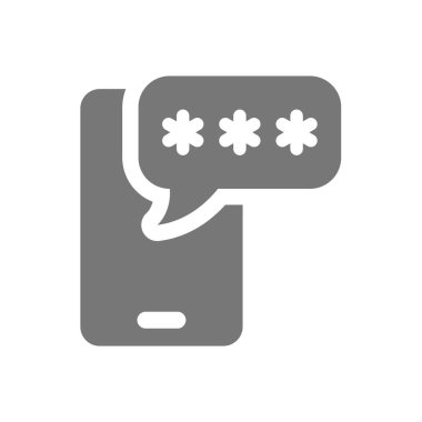 Telefon ve parola vektör simgesi. Akıllı telefon ve maskeli karakterler sembolü.