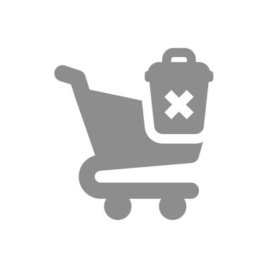 Alışveriş arabası vektör simgesini sil. Çevrimiçi depolama sembolü.