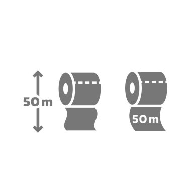 50 metre uzunluğunda tuvalet kağıdı rulosu. 50 metre kağıt vektör simgesi.