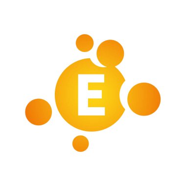 Vitamin e beslenme vektör ikonu. Renkli hap veya kapsül sembolü.