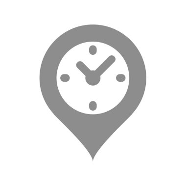Varış zamanı vektör simgesi. Saat ve konum pin simgesi.