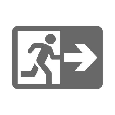 Çıkış için ok vektör işareti. Acil çıkış yön simgesi.