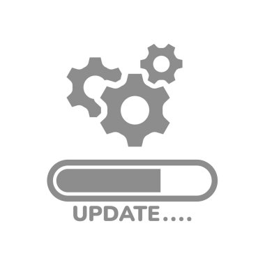 İlerleme çubuğu vektör simgesini güncelle. Vites ayarlı uygulama veya yazılım güncelleniyor.