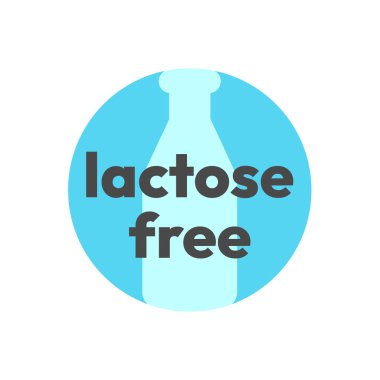 Laktoz serbest daire vektör etiketi. Süt ürünleri ve süt şişesi ikonu yok..