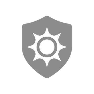 Güneş koruma kalkanı vektör simgesi. Güneş kremi, güneş kremi veya koruyucu madde etiketi.